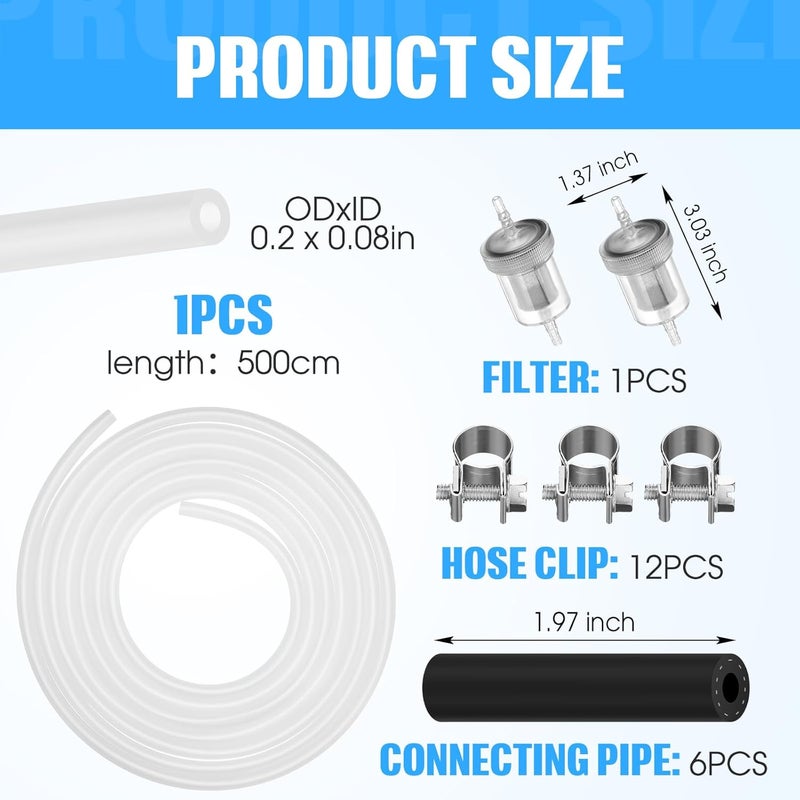 Innconee 1 Set 5M Fuel Line Kit with Filter and Hose Clip for Heaters Tank Diesel Accessories Diesel Heater Fuel Line Kit - Image 2